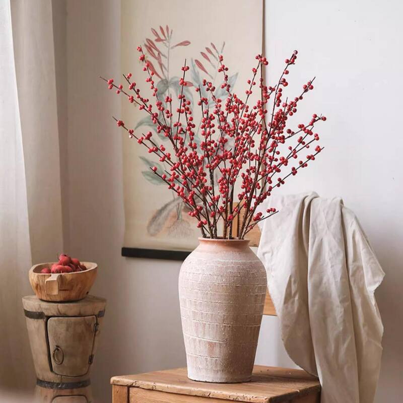 RusticReach Faux Red Winterberry Stem