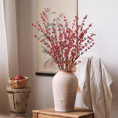 RusticReach Faux Red Winterberry Stem