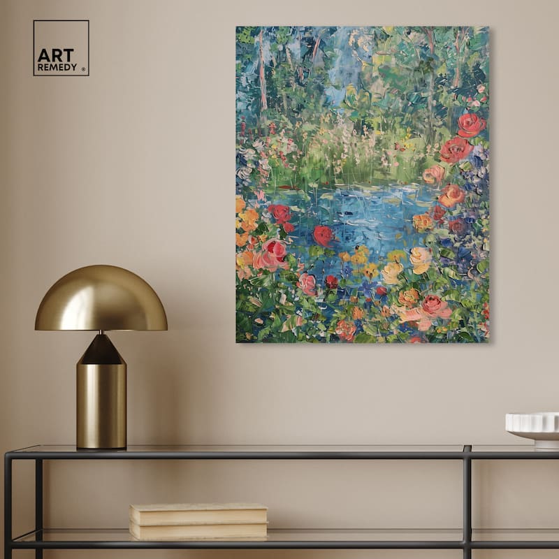 Art Remedy Serene Escape Gallery Wrapped Impressionism 1 Piece Canvas Wall Art /Monet And Van Gogh Inspired Art