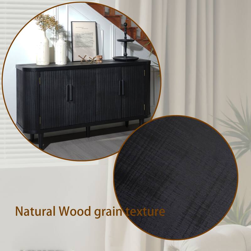 Modern Accent Buffet Cabinet with Adjustable Shelves - Black