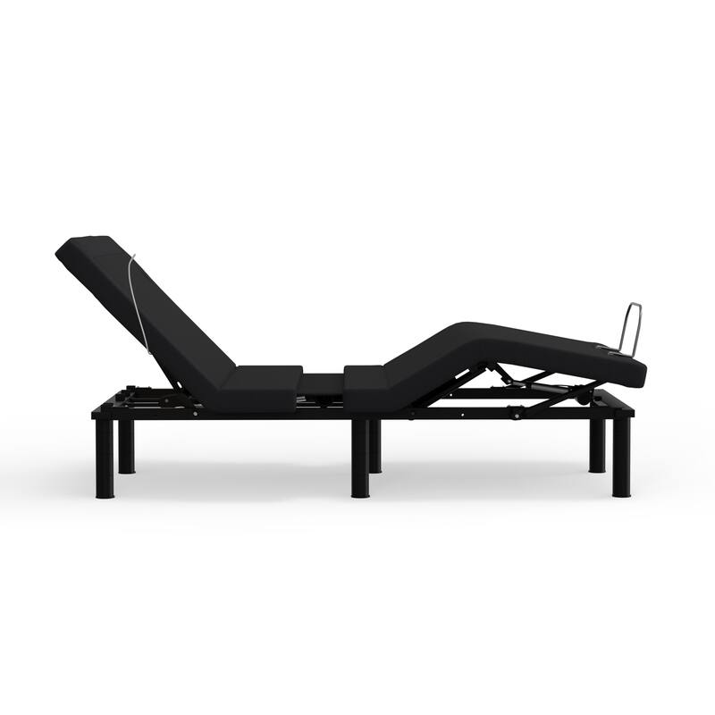 Twin XL Size Metal Adjustable Platform Bed Base with Voice Command, LED Lights, Zero Clearance, and USB Ports