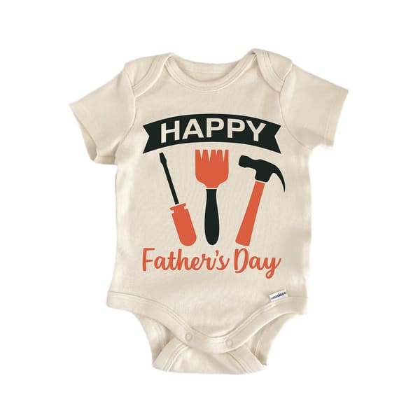 slide 2 of 6, Happy Fathers Day - Baby Boy Girl Clothes Bodysuit Funny Cute Blue - 0-3M