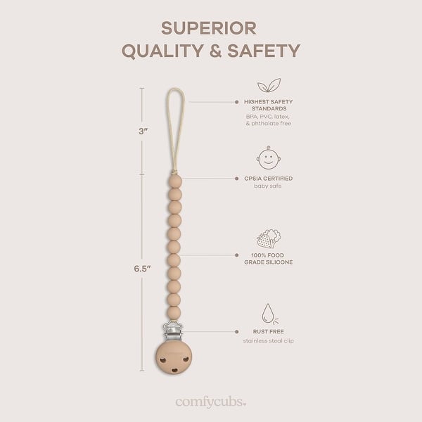 dimension image slide 4 of 8, Pacifier Clip for Boys and Girls by Comfy Cubs