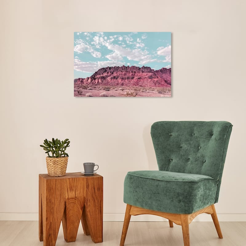 Wynwood Studio Canvas Nature and Landscape Pink on the Rocks Blue and Rustic Wall Art Canvas Print - 16 x 24