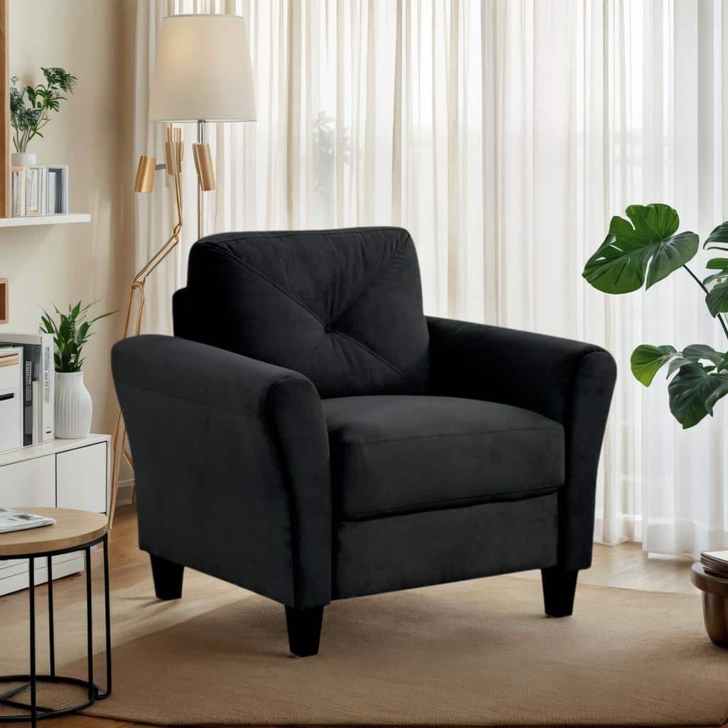 Modern Velvet Upholstered Sofa with Angled Backrest and Solid Wood Frame for Living Room Office Small Spaces