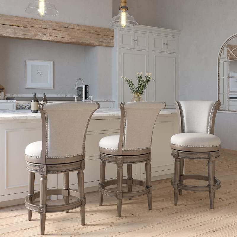 Copper Grove Rijssen Counter-Height Wood Swivel Stool, Faux Leather Seat