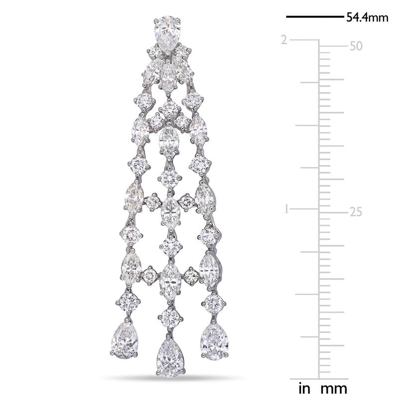 Miadora 9 3/4ct TDW Diamond Triple Row Dangle Cuff Earrings in 18k White Gold