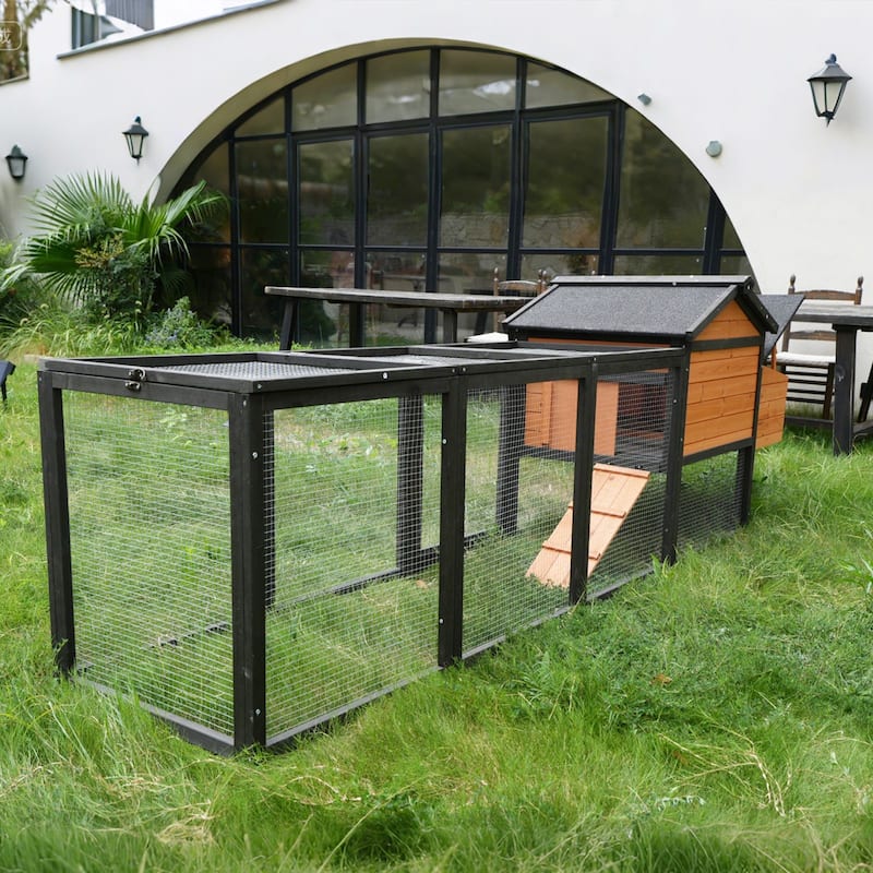 Wooden Chicken Coop, Large Outdoor Hen House with Nesting Box Poultry Cage