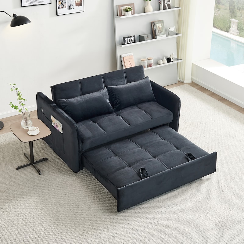 Velvet Sofa Bed 55.5" - Easy Assembly, Supportive Comfort