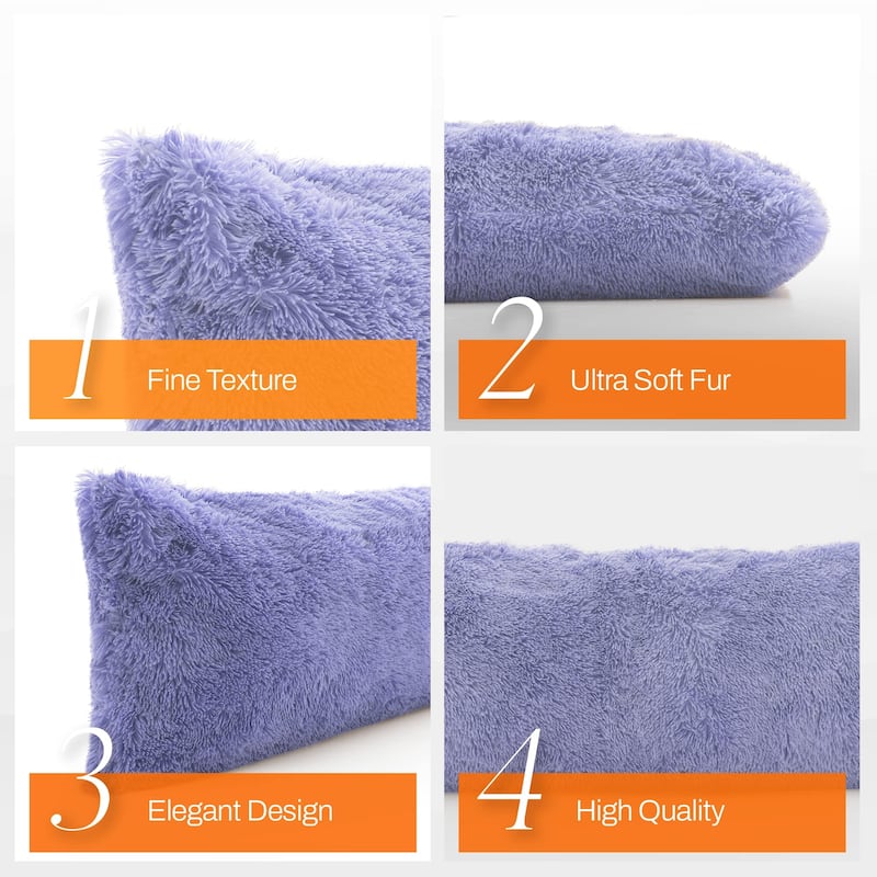 Cheer Collection 20" x 54" Long Hair Shaggy Body Pillow