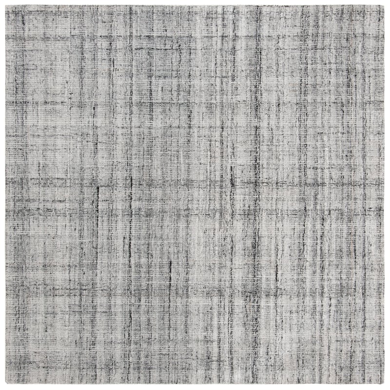SAFAVIEH Handmade Abstract Nettie Modern Viscose Rug - 8' x 8' Square - Grey/Black