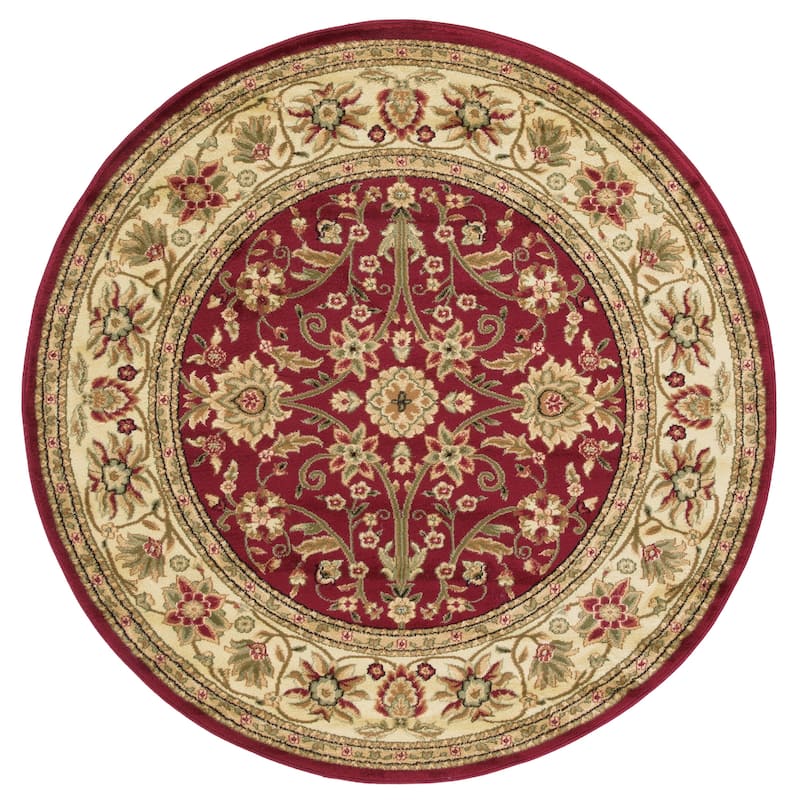 SAFAVIEH, Lyndhurst Marsha Traditional Area Rug - 5'3" Round - Red/Ivory