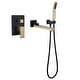 preview thumbnail 36 of 45, Solid Brass Wall Mounted Roman Tub Faucet with Swivel Tub Spout and Rough-in Valve Black+Gold