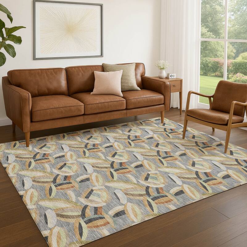 Machine Washable Indoor/ Outdoor Modern Heli Chantille Rug