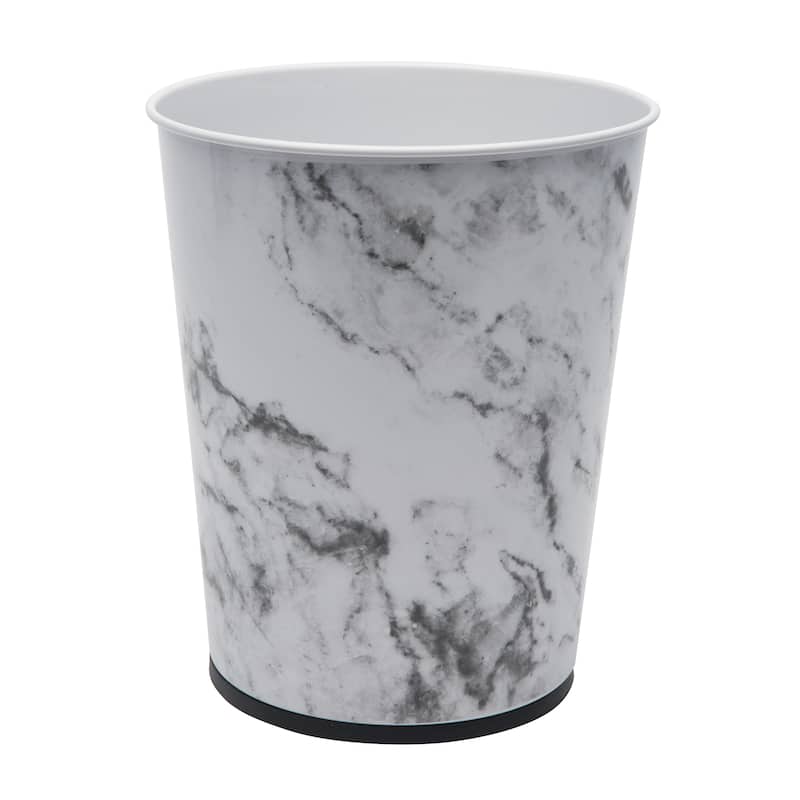 Bath Bliss Stainless Steel Trash Can in Marble - 7.7" x 9.6"