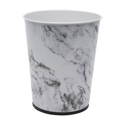 Bath Bliss Stainless Steel Trash Can in Marble - 7.7" x 9.6"
