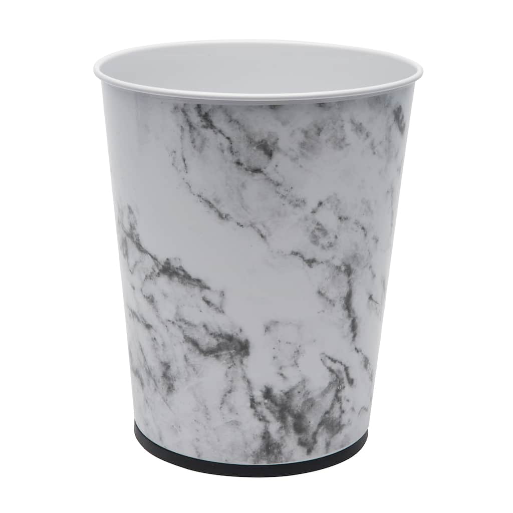 Bath Bliss Stainless Steel Trash Can in Marble - 7.7" x 9.6"