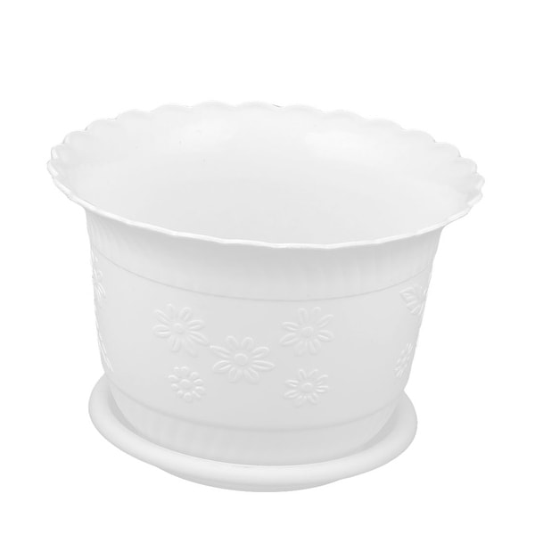 Home Office Plastic Table Decor Flower Plant Pot Planter Container Holder White