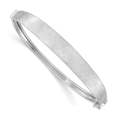 Curata 14k White Gold Textured Hinged Cuff Stackable Bangle Bracelet