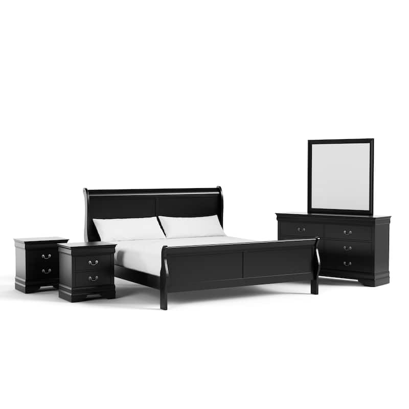 Furniture of America Devi Traditional Solid Wood 5-Piece Sleigh Bedroom Set
