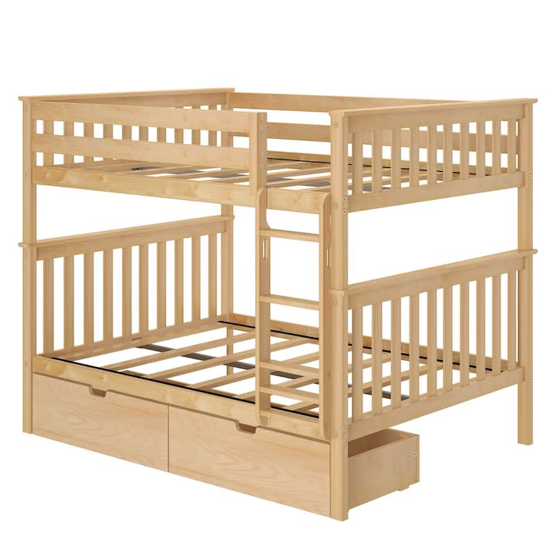 Max and Lily Full over Full Bunk Bed with Storage Drawers