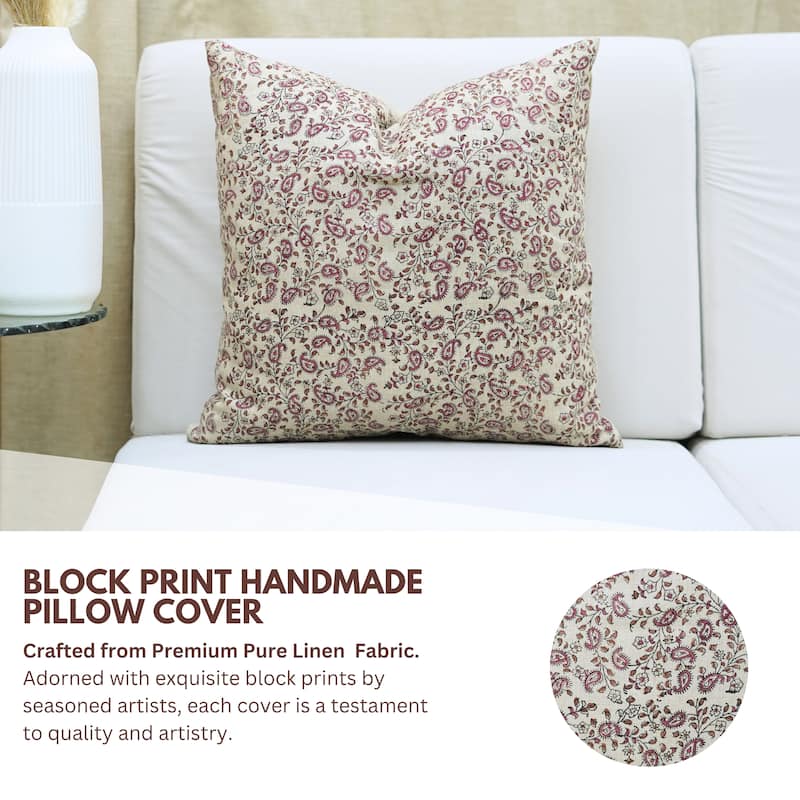 Fabdivine 16x16 Inch Paisley Throw Accent Fall Decorative Pink Pillow Cover for Home or Office Gift Dining Room, Kiara