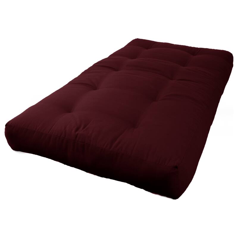 7-inch Thick Twill Futon Mattress (Twin, Full, or Queen) - Burgundy - Twin
