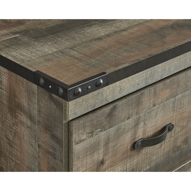 Signature Design by Ashley Trinell Brown 60" TV Stand for TVs up to 69" with Electric Fireplace - 60"W x 15"D x 24.5"H