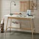 Madison Park Avalon Solid Wood Mid-Century Desk - Off-White/Natural