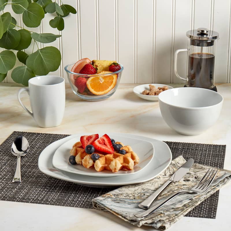 Logan 16pc Soft Square Porcelain Dinnerware Set
