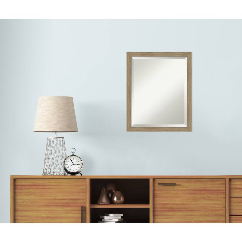 Woodgrain Stripe Beveled Wood Framed Wall Mirror