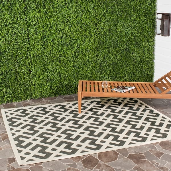 slide 2 of 177, SAFAVIEH Courtyard Marita Indoor/ Outdoor Waterproof Patio Backyard Rug 2'7" x 5' - Black/Beige
