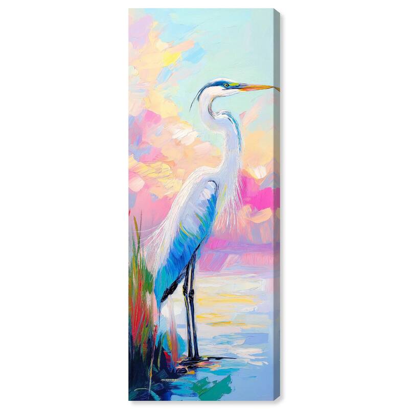 Expressive Egret I Panoramic Canvas by Art Remedy, Gallery Wrapped - 20" x 54"