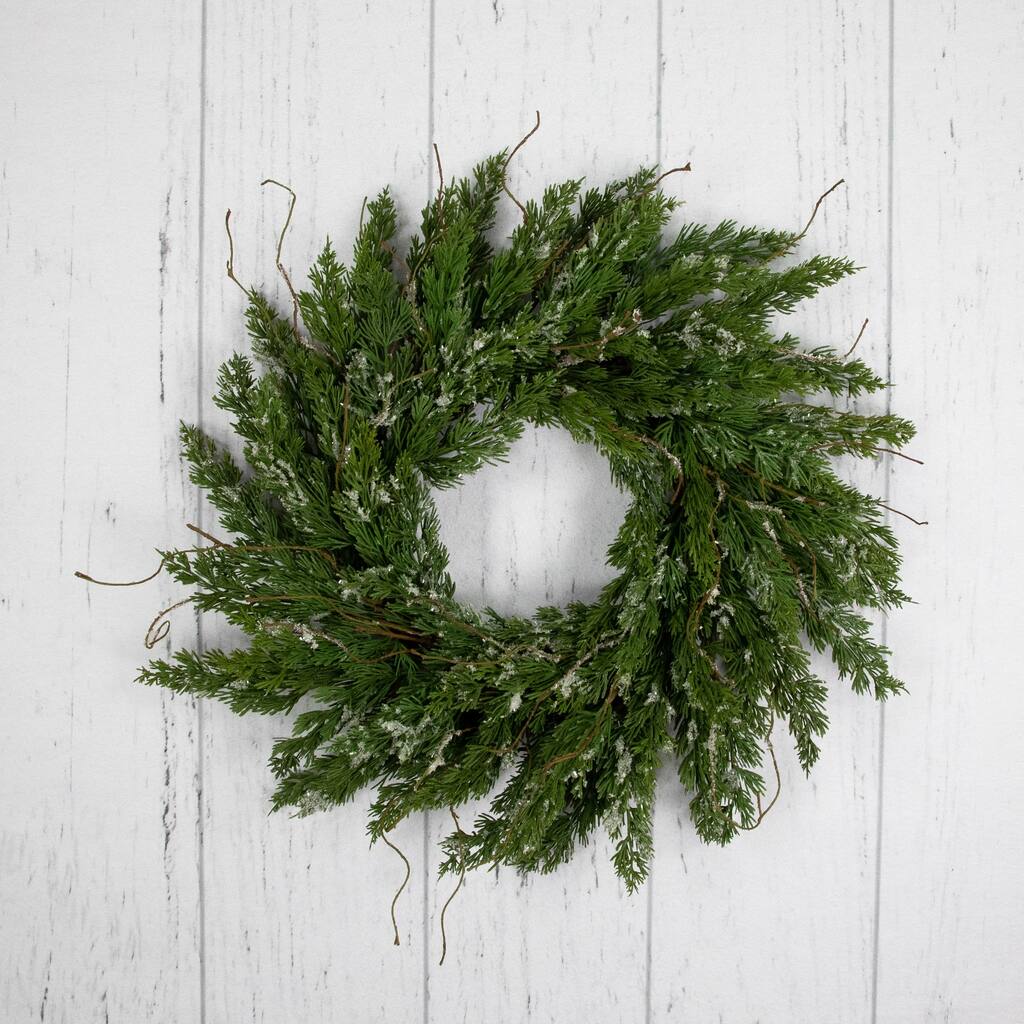 real touch™️ iced cedar artificial christmas wreath 24" unlit