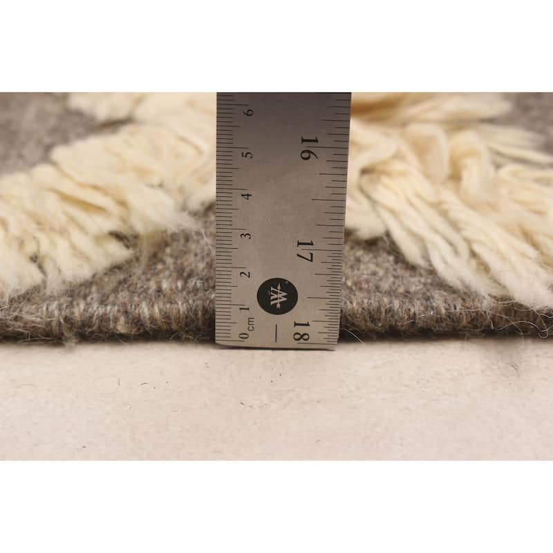 ECARPETGALLERY Flat-Weave Marrakech Cream Wool Kilim - 6'9 x 9'8