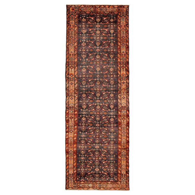 ECARPETGALLERY Hand-knotted Andelz Dark Navy Wool Rug - 3'4 x 11'0 - Dark Navy - 3'4 x 11'0