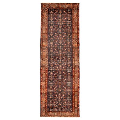 ECARPETGALLERY Hand-knotted Andelz Dark Navy Wool Rug - 3'4 x 11'0