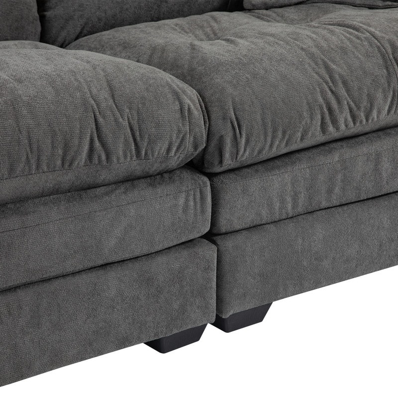 84" Chenille Loveseat Sofa with Memory Foam&Pocket Springs, Deep Seat Couch with 2 Throw Pillows