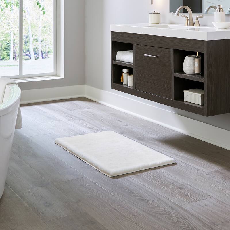 Fake Fur Bath Mat 21x34Inch Nonslip Jacquard Fake Rabbit Fur Rug by