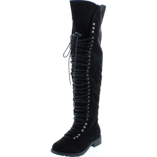 women's lace up combat boots black