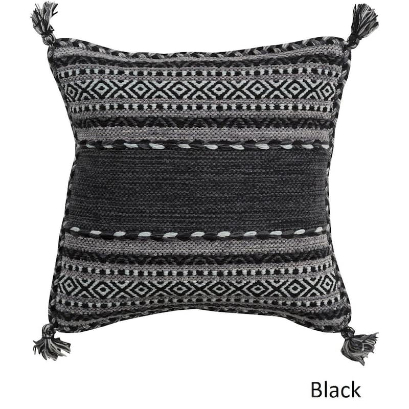 Artistic Weavers Southwest Tassels 22-inch Poly or Feather Down Filled Pillow - Down - Black