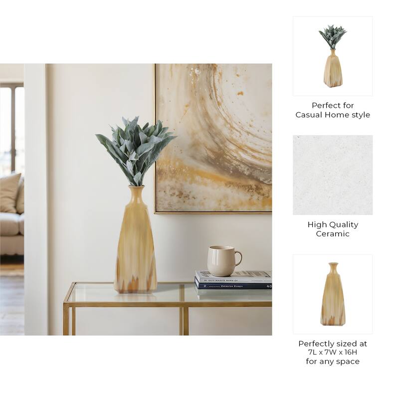 Stoneware Vase Sleek Decorative Contemporary Casual Home Style