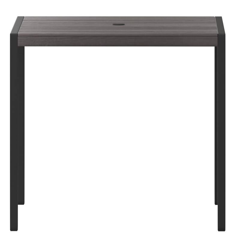 Square All-Weather Faux Teak Patio Dining Table with Steel Frame - Seats 4