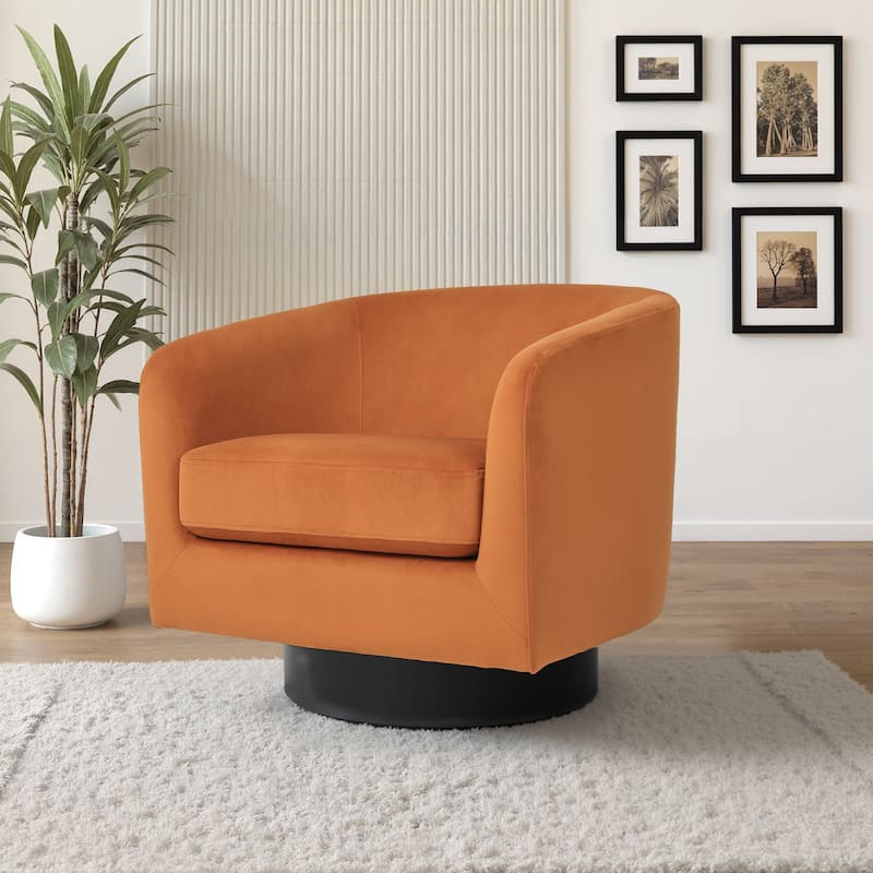 UIXE 360° Swivel Barrel Accent Chair Velvet Armchair For Living Room - Oversized - Orange-Oversized