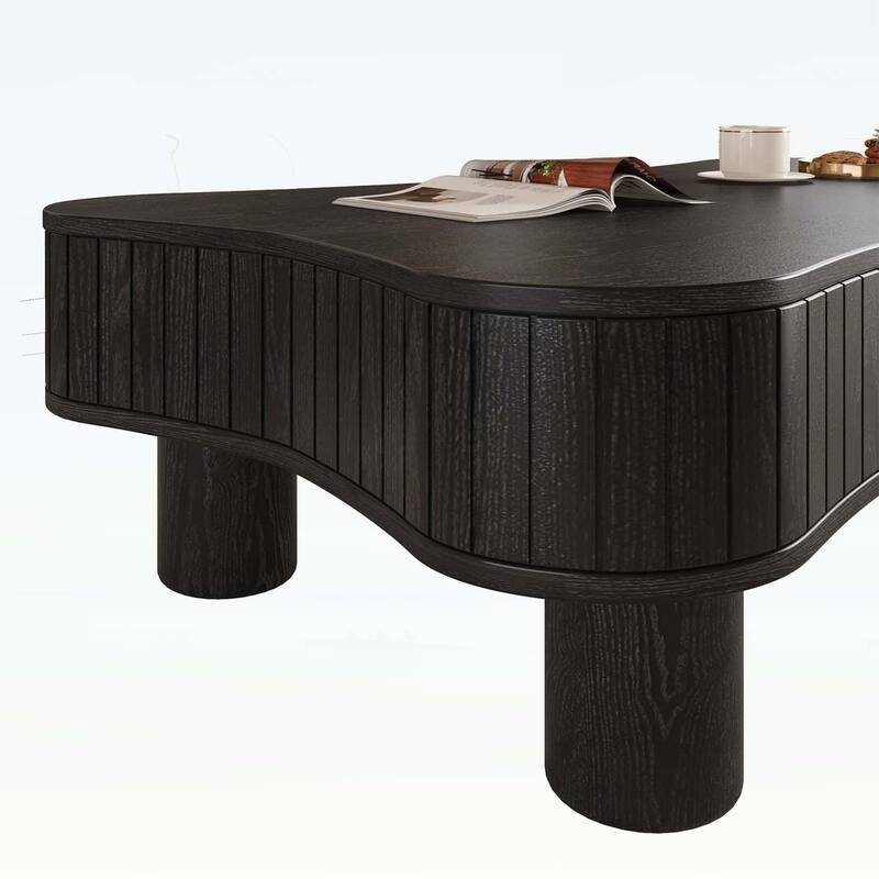 Lift Top Coffee Table with Fluted Panels,Hidden Storage,and Silent Hydraulic Lift for Modern Living Rooms