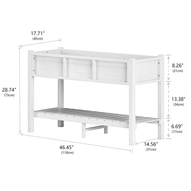 Rectangular Double-Deck Garden Planter Box Raised Garden Bed for Outdoor