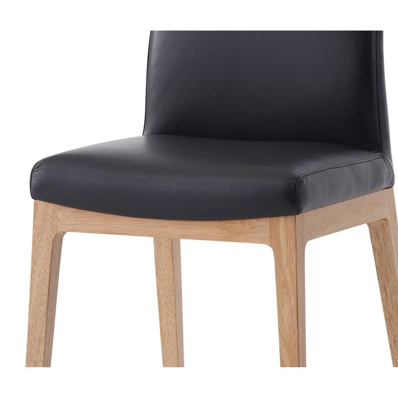 Raquan Black Leather & Walnut Finish Side Chair (Set of 2)