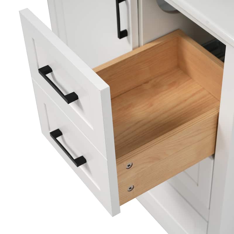 White Bathroom Vanity With Sink Combination Set, Bathroom Storage Cabinet With Soft Close Door, 3 Drawers And Removable Tray