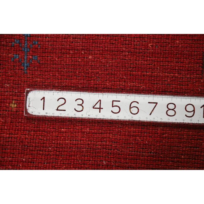 Hand Knotted Oriental 100% Wool Carpet Tribal Animal Pictorial Red Gabbeh Area Rug - 9' 8'' X 6' 7''