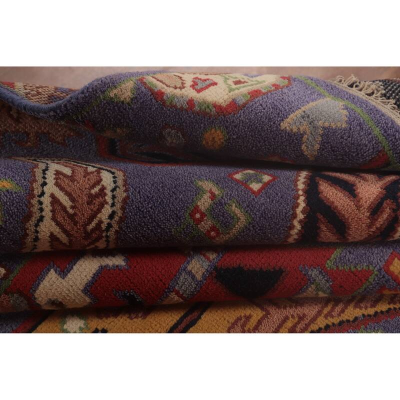 Traditional Purple Kazak Area Rug Handmade Wool Carpet - 9'0"x 11'9"
